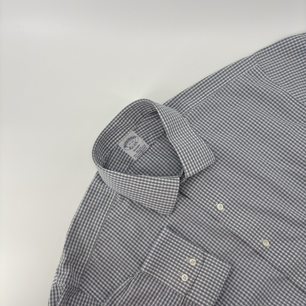 Brooks Brothers Dress Shirt Mens 17-33 Regent Non Iron Plaid Supima Cotton